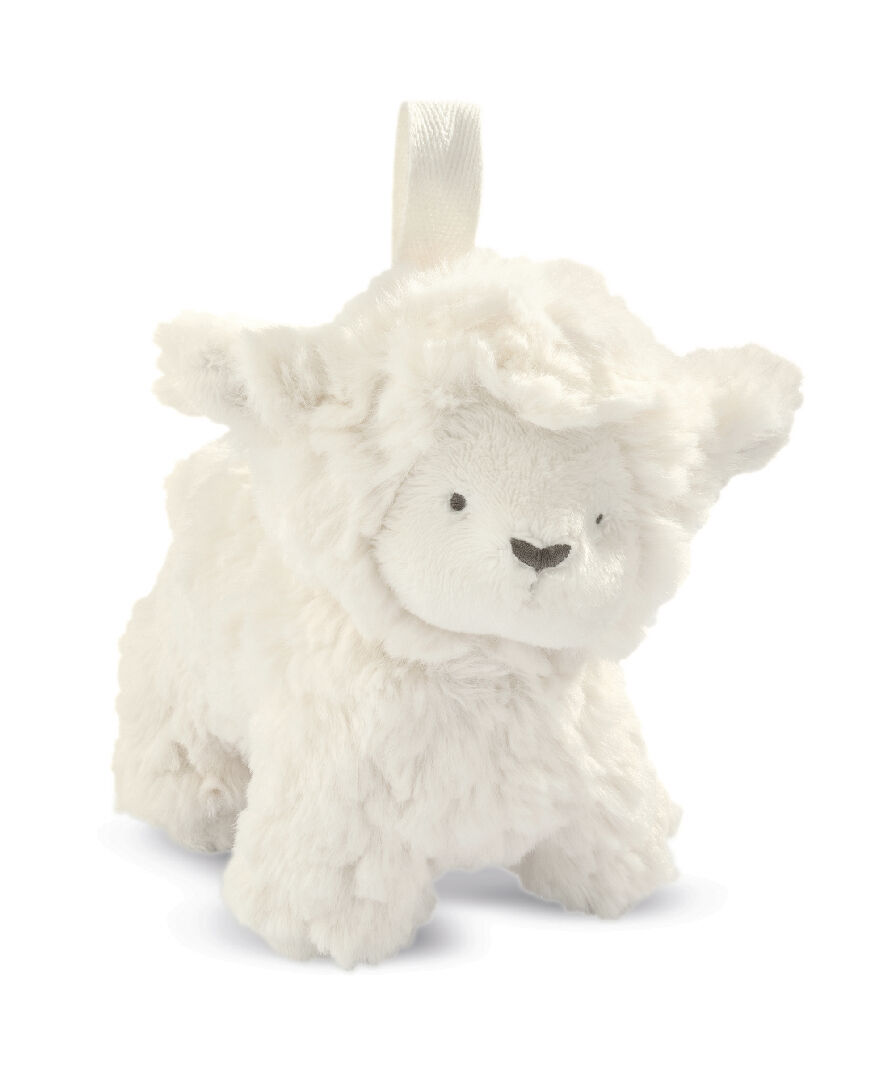 Bow Embroidered Dress - 5 Piece Gift Set with Bow Pram Shoes and Lamb Chime Toy image number 6